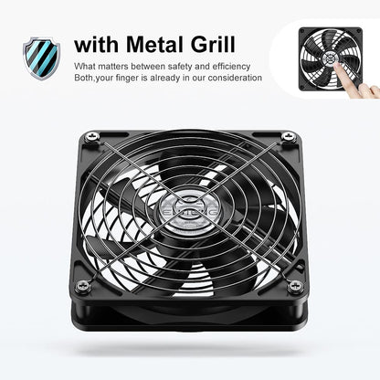 ELUTENG 120mm USB PC Fan 5V with L/M/H 3 Adjustable Speed Portable USB Computer Fan Electronic Cooling Fan 1500 RPM with Metal Grill for Laptop/TV Box/AV Cabinet/PS4/PS5/Router