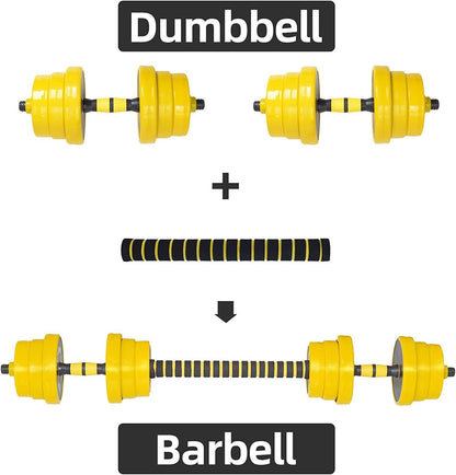 FUXION Adjustable Dumbbell Barbell, 22/44/66 lbs 3-in-1 Sets, Non-Slip Neoprene Hand Weights for Home Gym Yoga Pilates Workout