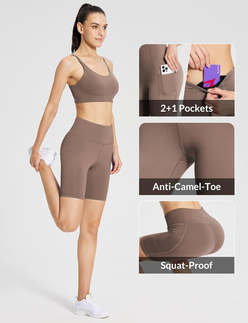 Baleaf Women's High Waist Biker Shorts - 8"/5"/3" Spandex Workout Shorts with Pockets | Yoga, Gym, Running, Volleyball