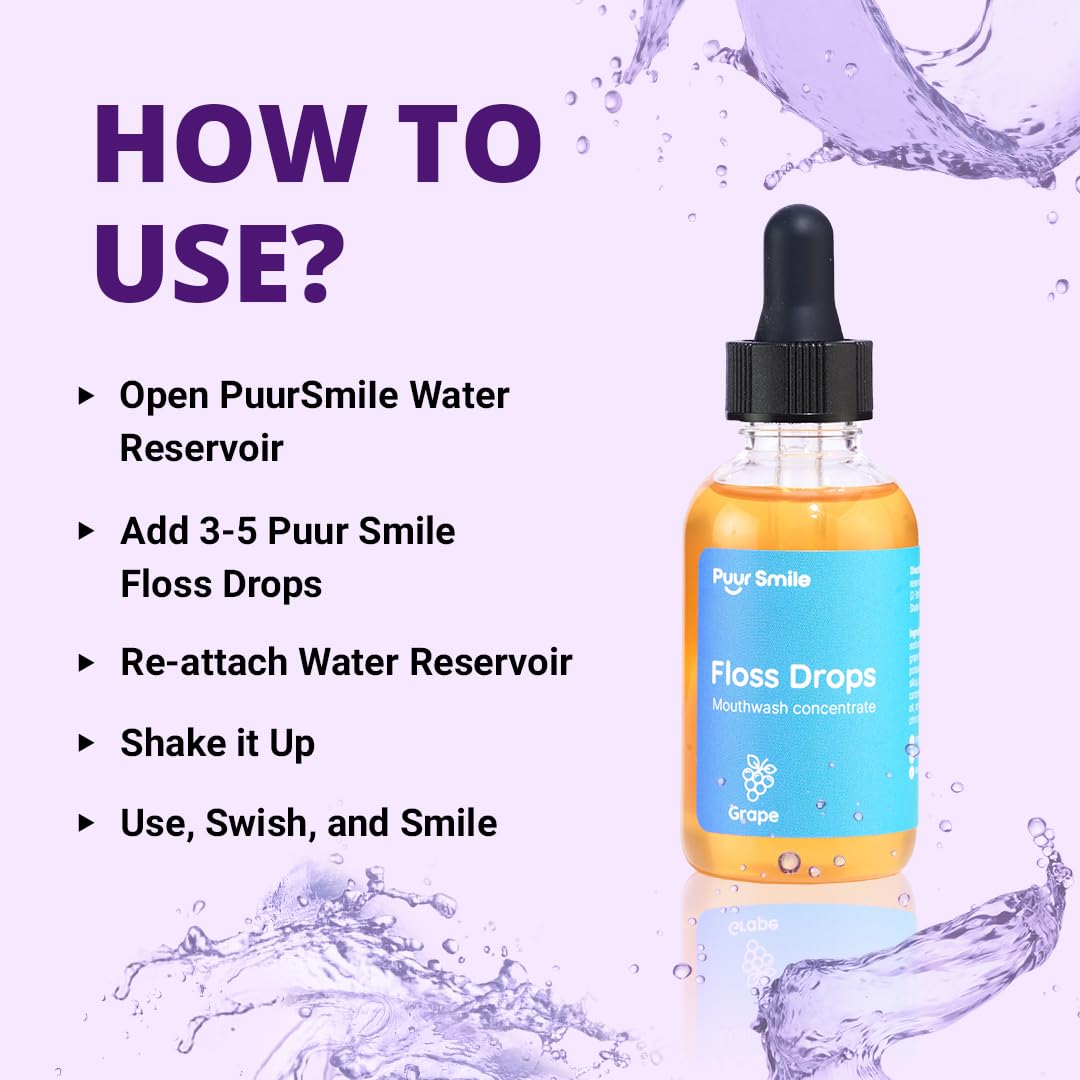 Concentrated Floss Drop Serum – 2oz Concentrated Mouth Wash to Use in Water Flosser | Natural Essentials Promotes Good Breath | Organic Spearmint Drop Supports Good Oral Health