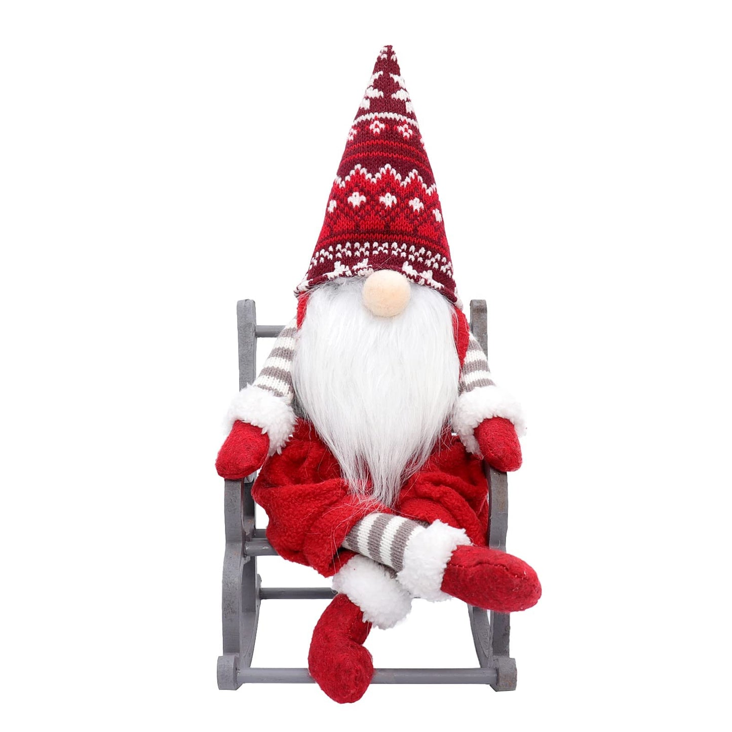 QLEKEY Christmas Gnome Plush with Rocking Chair Handmade Swedish Santa Decor Tomte Decoration Scandinavian Ornaments for Home,Table,Shelf