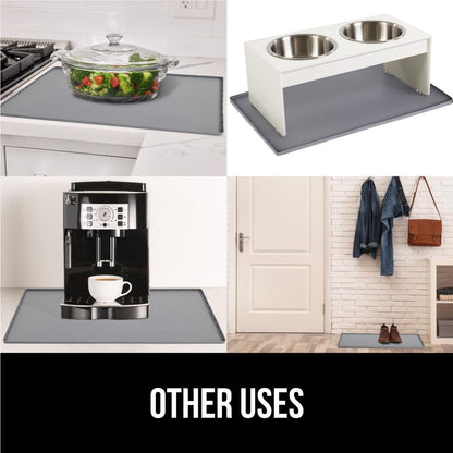 GORILLA GRIP Waterproof Silicone Under Sink Mat with Raised Lip for Kitchen and Bathroom, 34 x 22 in, Cabinet Shelf Liner Stay in Place Mats Dishwasher Safe Drawer Liner, Organizer Tray, Gray