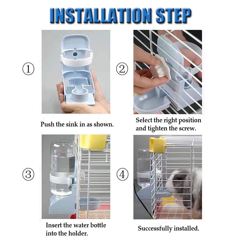17oz Rabbit Water Feeder, Pet Cage Suspended Water Dispenser, Hanging Automatic Small Animal Water Bottle Bowl for Bunny Chinchilla Hedgehog Ferret Hamster