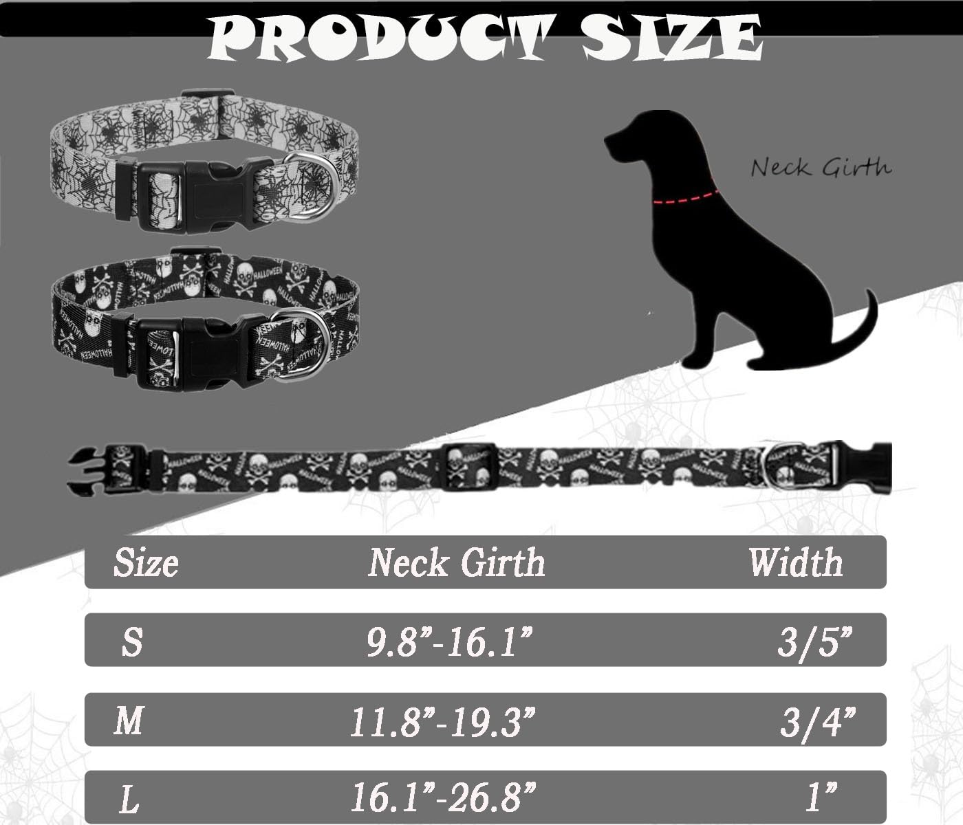 Halloween Dog Collar for Large Dogs Pack of 2, Breakaway Dog Collar for Holiday