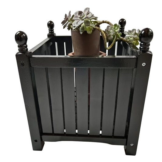 zzhugyin Wooden Outdoor Planter Box, Square Wood Herb Garden Pot for Patio, Deck, and Porch,Rustic Flower Container for Vegetables, Balcony, and Yard Decor (Black)