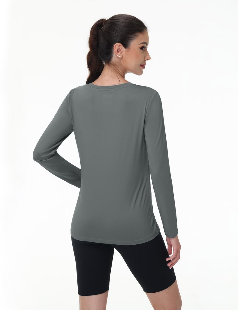 MAGCOMSEN Long Sleeve Shirts Women SPF Sun Protection Moisture Wicking UV Shirt Lightweight Hiking Athletic Tops Grey M