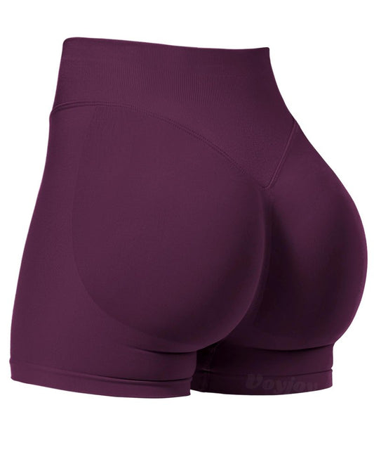 VOYJOY Women Workout Impact Shorts 2.5"/ 3.6"/ 4.5"/ 6" Scrunch Butt Lifting Gym Seamless Booty Biker Shorts Black Cherry