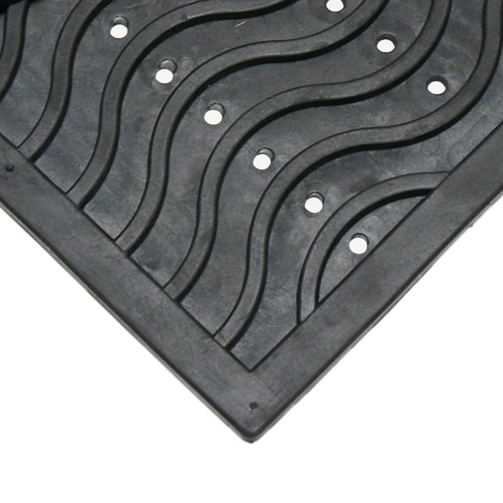 Rubber-Cal 03-237-WA "Dura-Scraper Wave" Commercial Entrance Rubber Mat, 3/8" Thick x 24" x 36", Black