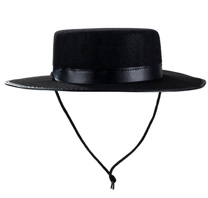 Tigerdoe Spanish - Gaucho Hat - Amish Hat - Black Flat Top Fedora Costume Hats