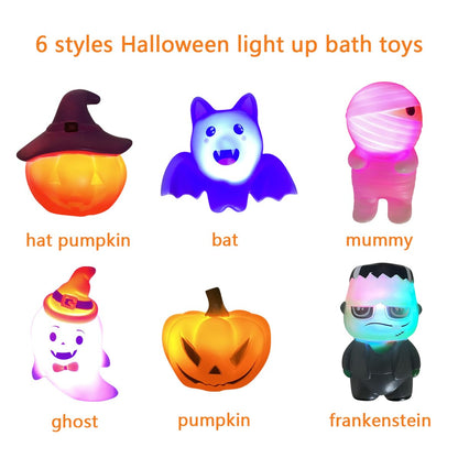 Jofan 6 Pack Halloween Light Up Bath Toys Halloween Toys for Kids Toddlers Boys Girls Halloween Party Favors Halloween Treat Bags Gifts