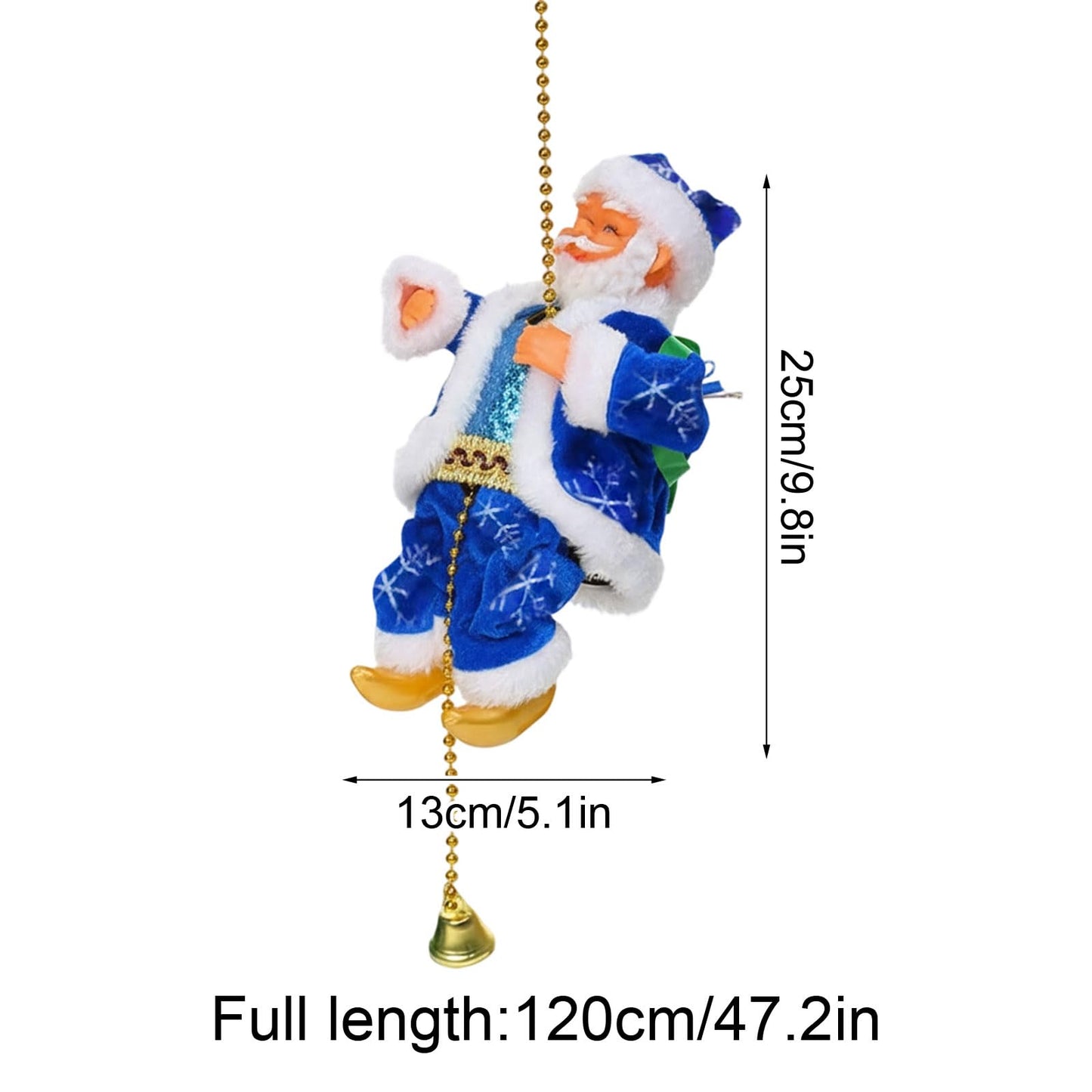 Santa Claus Musical Climbing Rope, Novelty Climbing Santa on Rope, Electric Santa Rope Decoration, Battery Operated Climbs Up and Down, for Christmas Decorations Xmas Gift (B, 2P)
