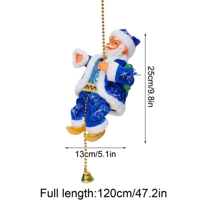 Santa Claus Musical Climbing Rope, Novelty Climbing Santa on Rope, Electric Santa Rope Decoration, Battery Operated Climbs Up and Down, for Christmas Decorations Xmas Gift (B, 2P)