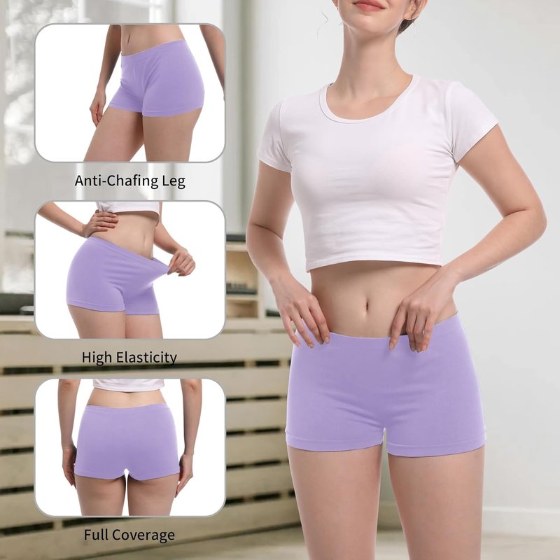 Seamless Boyshorts - Stretch Nylon Full Coverage Boxer Briefs | Anti-Chafing Women’s Panties (4 Pack)