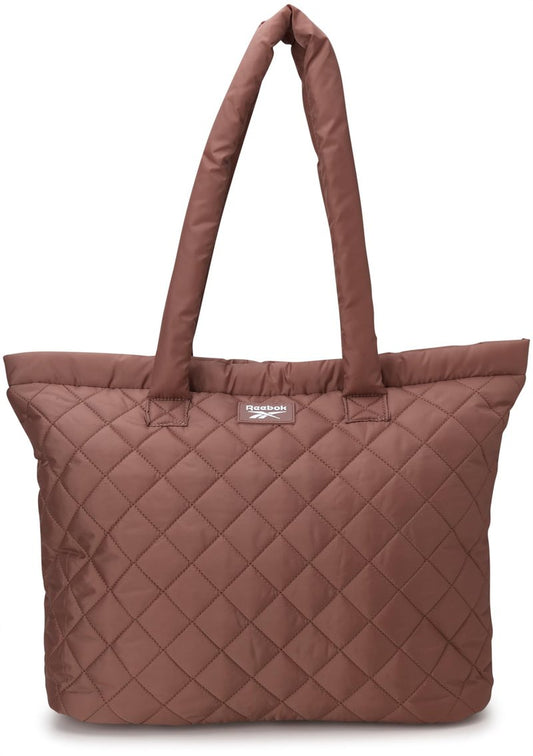 Reebok Womens Tote Bag - Lightweight Carry On Puffer Quilted Tote Bag for Travel Work Travel and Daily Essentials, Size One Size, Barbara Choco Malt
