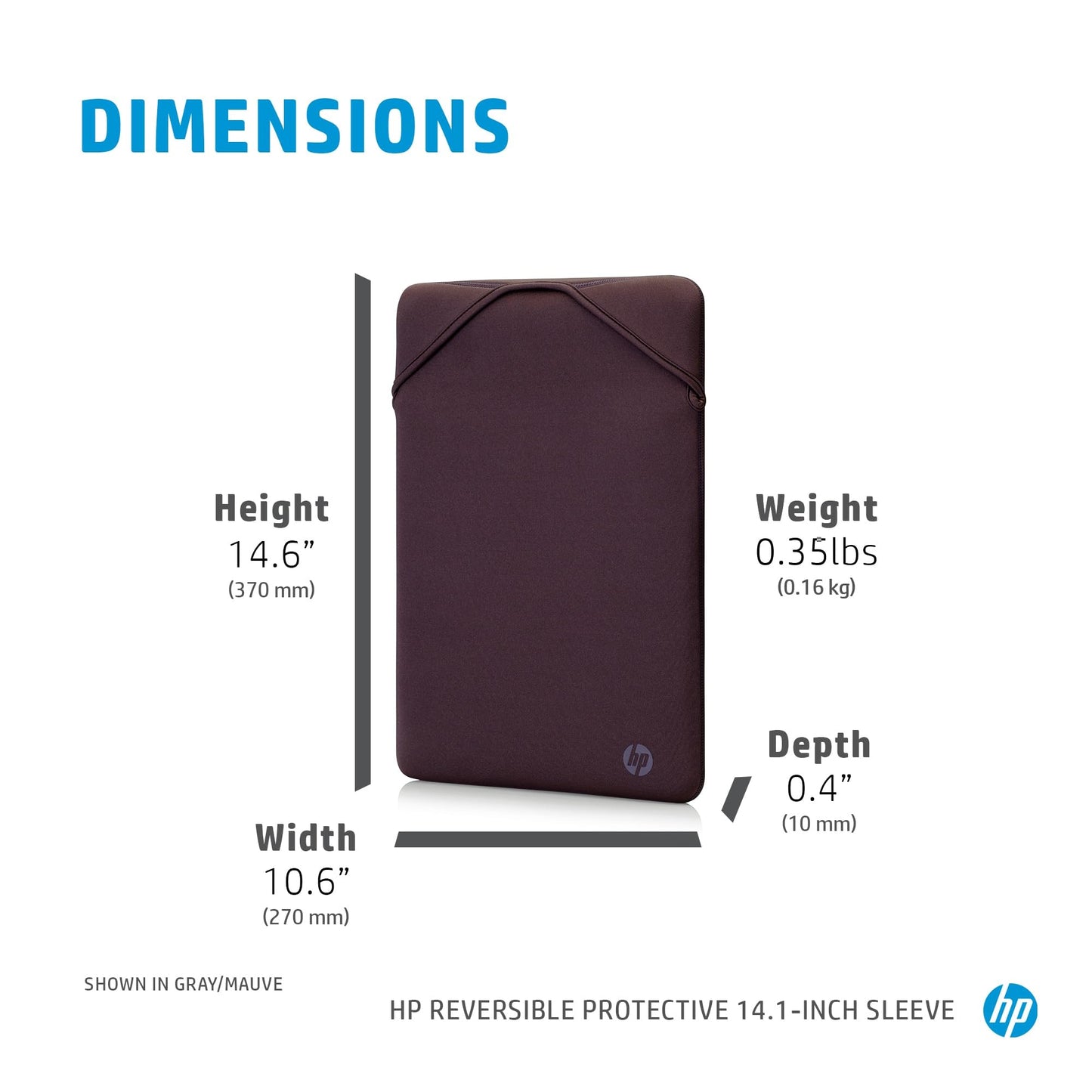 HP 14.1 Inch Black & Silver Protective Reversible Laptop Notebook Sleeve Case, Slim, Prevent Scratching, Zip-Free, Compatible With laptops Up To 14.1 Inch Including MacBook, HP Pavilion, Chromebook