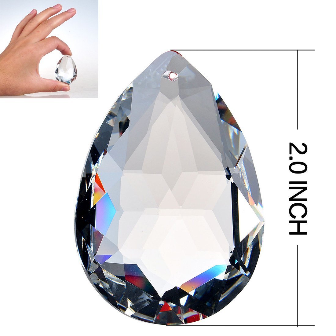 H&D 10pcs 50mm Chandelier Crystal Prisms Pendants - Clear Crystal Teardrops Parts