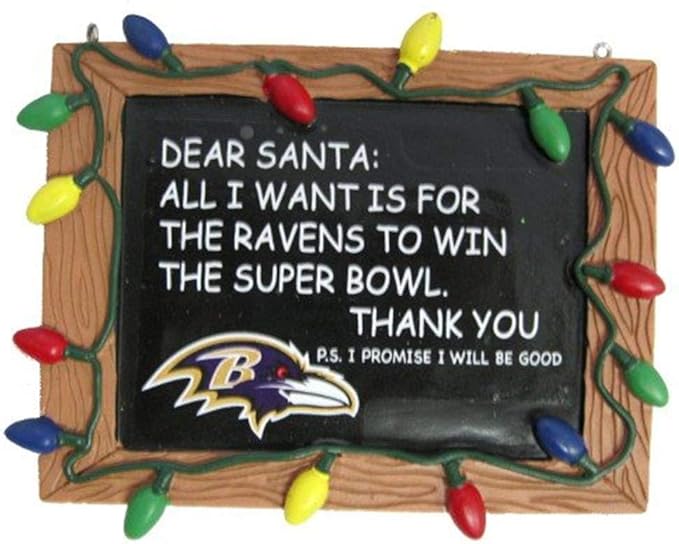 NFL Resin Holiday Christmas Chalkboard Sign Ornament