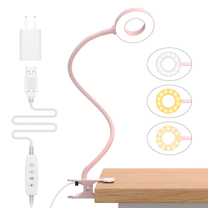iZELL Desk Lamp, [3 Color Modes & 10 Brightness] LED Reading Light with Clamp, Flexible Gooseneck Book Light for Kids Reading Book in Bed at Night Clip on Table, Headboard, Dorm - 15.8‘’ Black