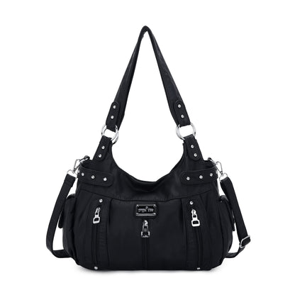 Angelkiss Large Purses and Handbags for Women Washed Faux Leather Crossbody Hobo Satchel Shoulder Handbag Tote Purse