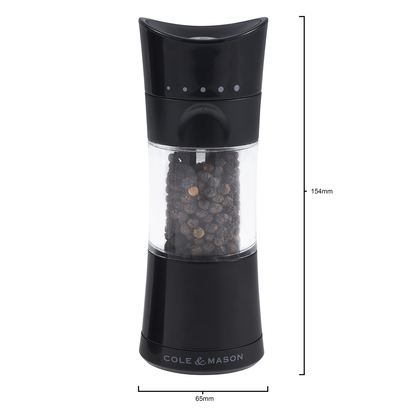 Cole & Mason Harrogate Black Salt and Pepper Grinder Set, Adjustable Ceramic Mechanism, Inverta, ABS Plastic, 154 mm, Gift Set, Includes 2 x Salt and Pepper Mills