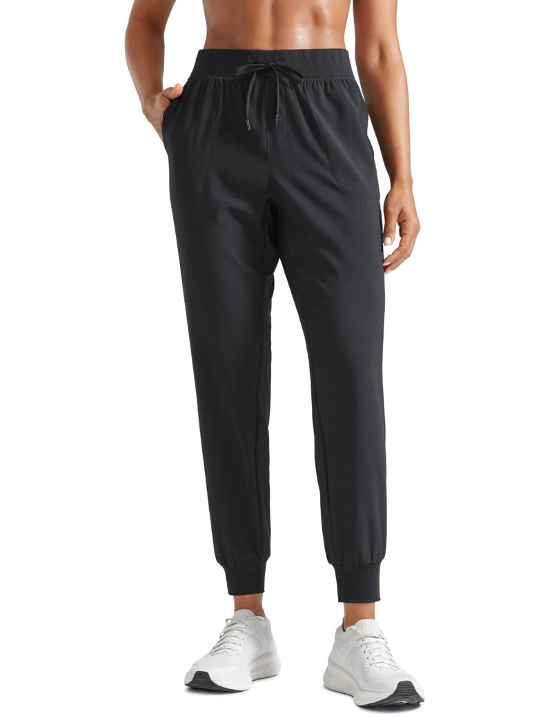 CRZ YOGA Women's Lightweight Workout Joggers 27.5" - Travel Casual Outdoor Running Athletic Track Hiking Pants with Pockets Black Medium