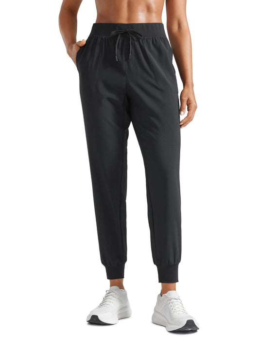 CRZ YOGA Women's Lightweight Workout Joggers 27.5" - Travel Casual Outdoor Running Athletic Track Hiking Pants with Pockets Black Medium
