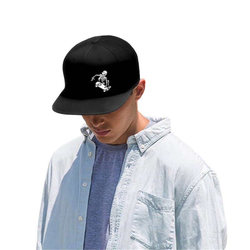 Skull Hat Skeleton Hand Skateboard Flat Bill Hats for Men Snap Backpack Mens Hats Snapback Adjustable Baseball Cap for Teens Boys Hip Hop Outdoor Sports