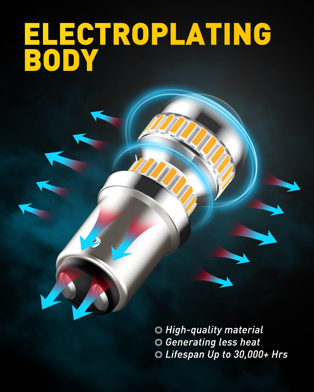 AUXITO Upgraded 1157 LED Bulb Amber Yellow 400% Super Bright 2057 2357 7528 BAY15D LED Replacement Light Kit for Front Rear Turn Signal Light Blinker Parking DRL Tail Lights, Pack of 2