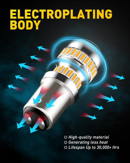 AUXITO Upgraded 1157 LED Bulb Amber Yellow 400% Super Bright 2057 2357 7528 BAY15D LED Replacement Light Kit for Front Rear Turn Signal Light Blinker Parking DRL Tail Lights, Pack of 2