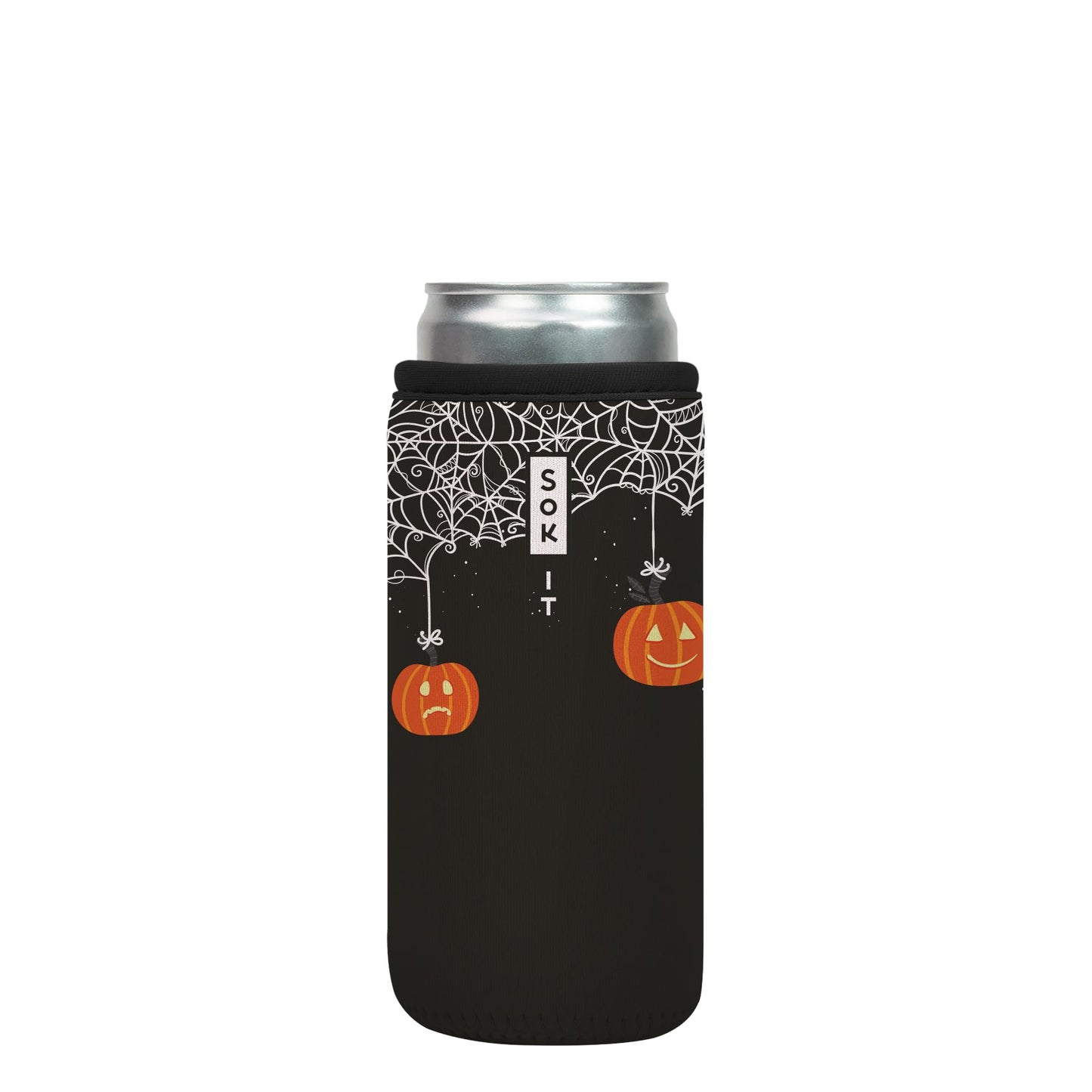 Sok It CanSok Sleeve for Beer & Soda Insulated Neoprene Cover (Pumpkin Party, 12oz Slim Can Sleeve)
