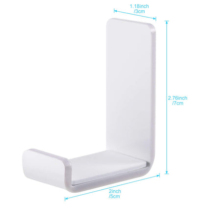 Weewooday 4 Pieces Headphone Hanger Holder Desk Adhesive Headphone Hook Wall Mount Headset Stand Acrylic Holder with Glues for General Purpose Game Earphone(White)
