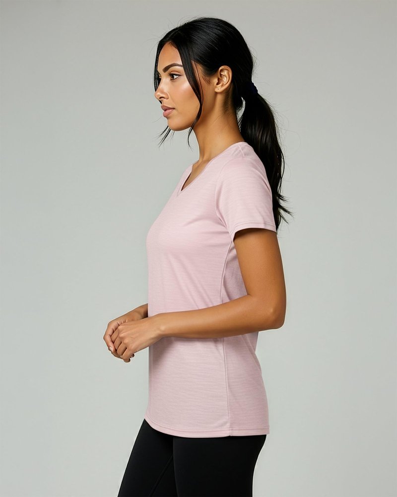Real Essentials 5 Pack: Women's Dry-Fit Short Sleeve V Neck T Shirt Workout Fitness Yoga Top Tee, Set 14, XL