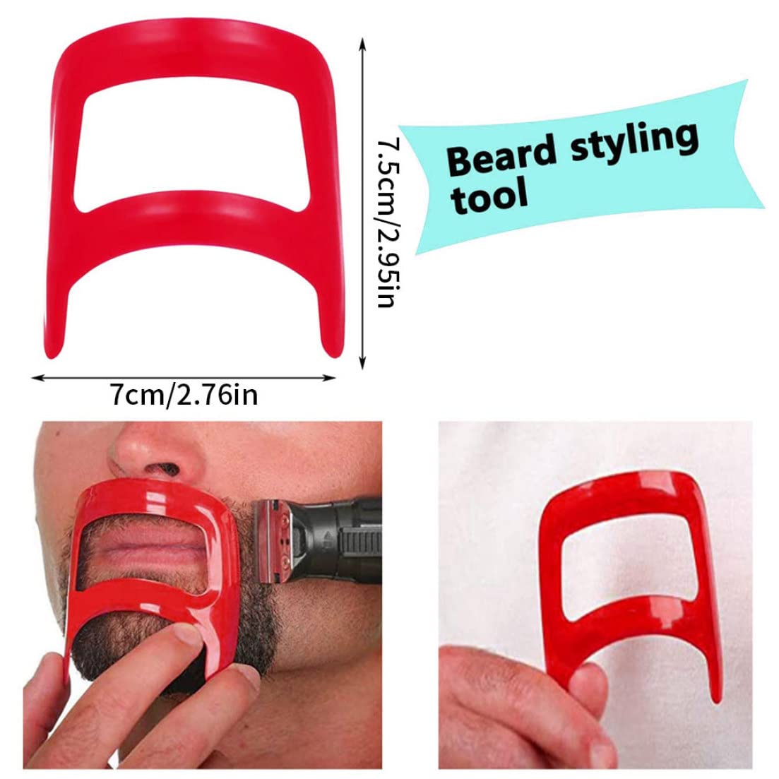 ESiiFuu Beard Shaping Tool Kit Neckline Shaving Template Guide Set for Men Hair Styling Red, Beard Shaping Tool Kit, Beard Trimmer Template Guide, Hair Styling Tools Kit