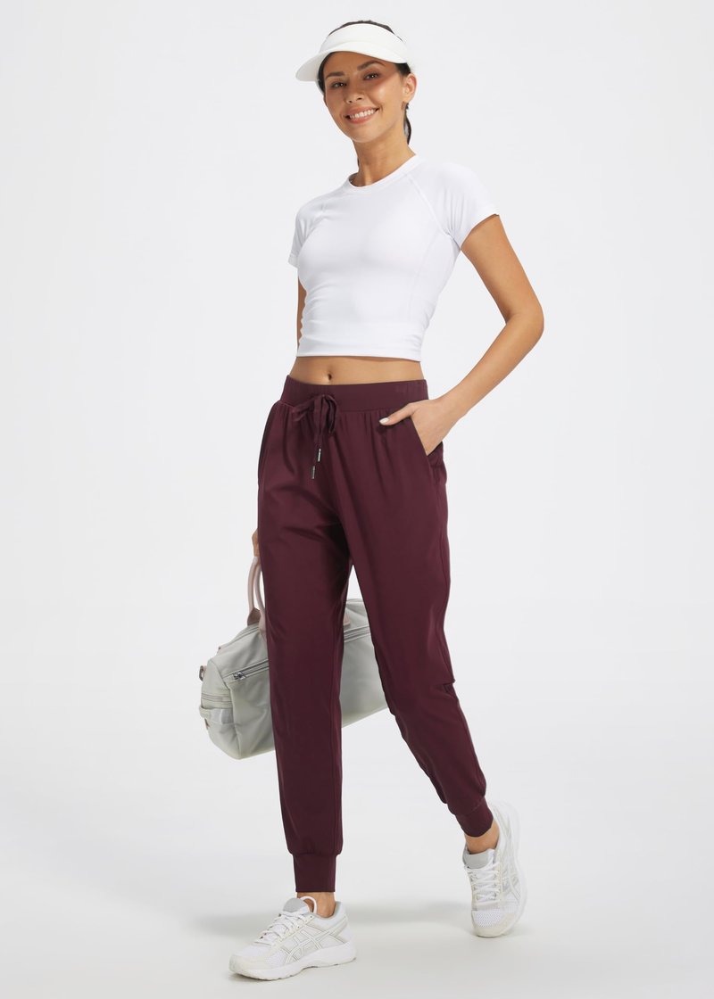 Libin Women's Joggers Pants Athletic Sweatpants with Pockets Running Tapered Casual Pants for Workout,Lounge, Burgundy M