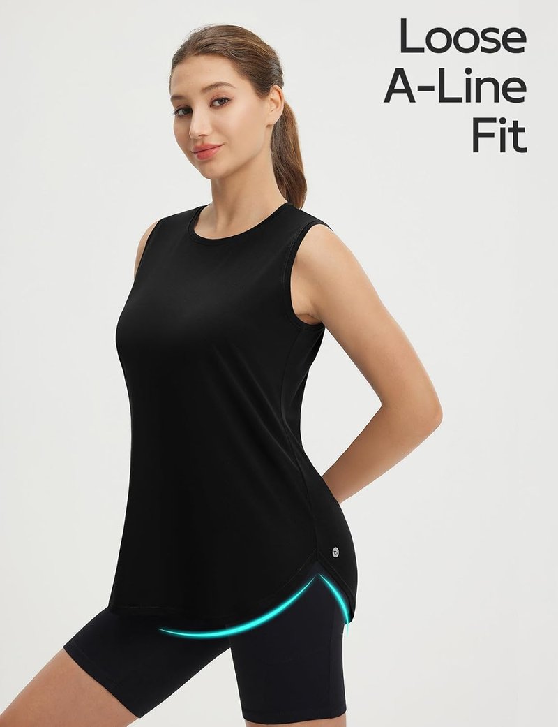 Baleaf Women's Sleeveless Workout Tank Tops - Lightweight UPF50+ Athletic Yoga & Running Shirts | Soft Loose Fit
