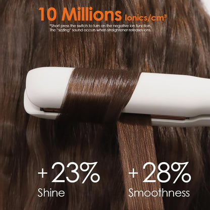 Faszin Hair Straighteners, Ionic Titanium Plate for Smooth Shiny Results, 20S Fast Heat Up Flat Iron, Clear LCD Display (White)