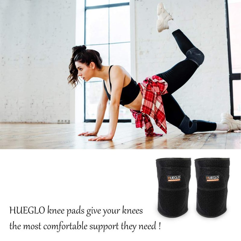 HUEGLO Protective Knee Pads for Dancers,Volleyball Knee Pad for Girls,Soft Sponge Knee Pads for Avoid Floor Burns & Bruising,1Pair,Black,Medium