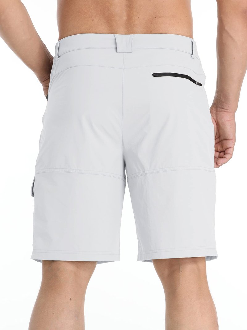 TACVASEN Mens Golf Shorts 10" Cargo Casual Dress Shorts Quick Dry Water Resistant Summer Hiking Travel Business Zipper Pockets White 36