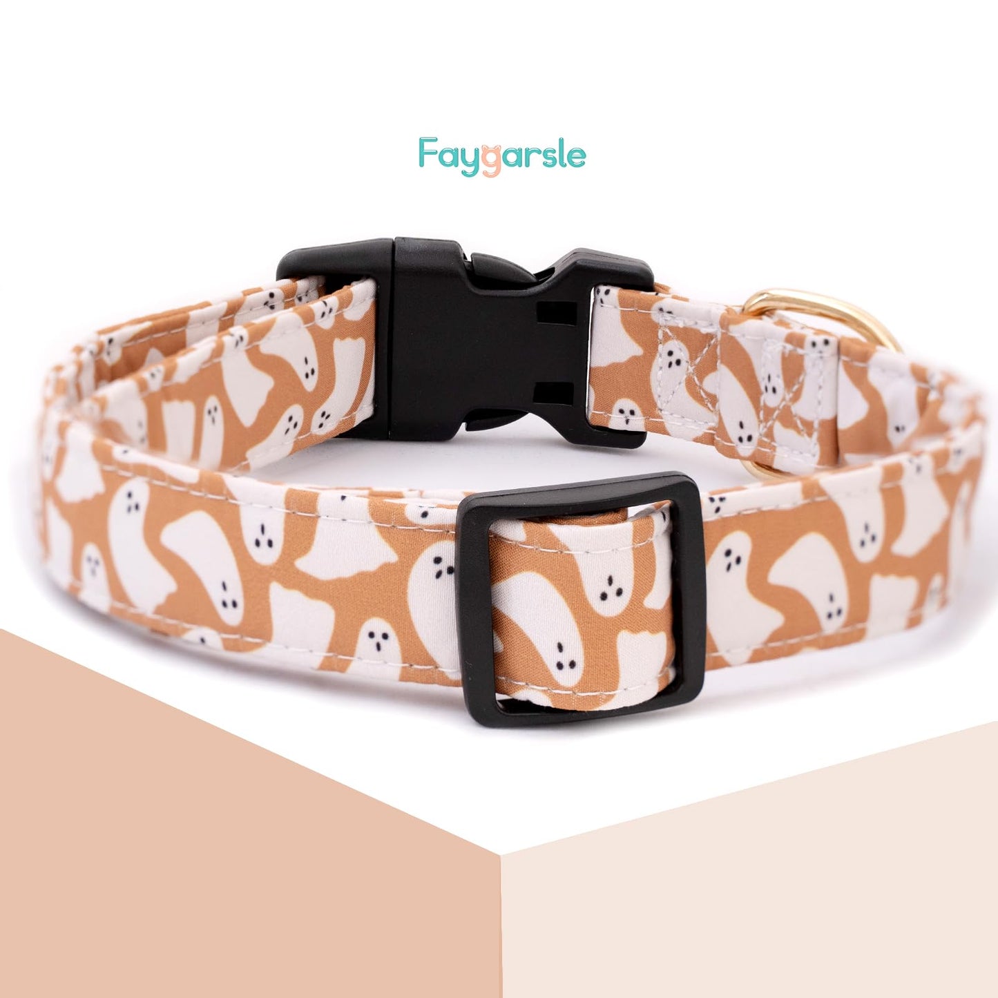 Faygarsle Fall Dog Collar - Adorable Ghost Pattern Halloween Collar for Small to Large Dogs - Cute Orange Neckwear for Boys & Girls