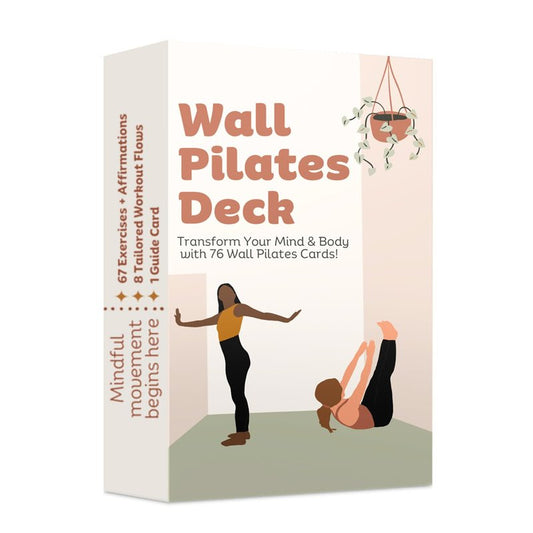 Wall Pilates Workout Cards for Women – 76 Large Hand-Drawn Exercises with Step-by-Step Guides & Mindful Affirmations – Unique Home Pilates Gift Deck
