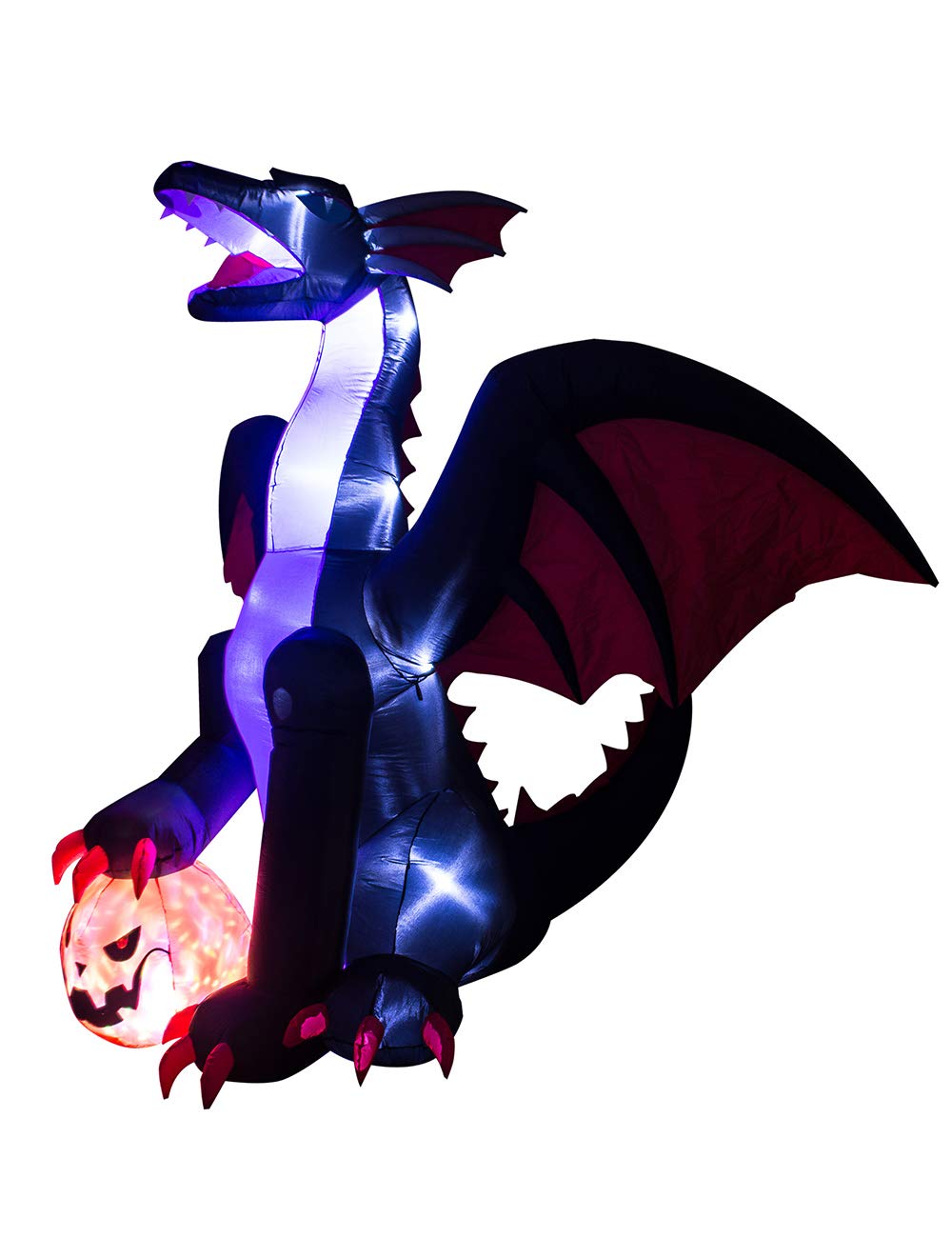 TRMESIA 8Ft Halloween Inflatable Huge Dragon Decoration Outdoor,Halloween Blow up Dragon for Indoor Backyard Garden Lawn Decoration Holiday Outside Yard Display Dinosaur Inflatable for Party