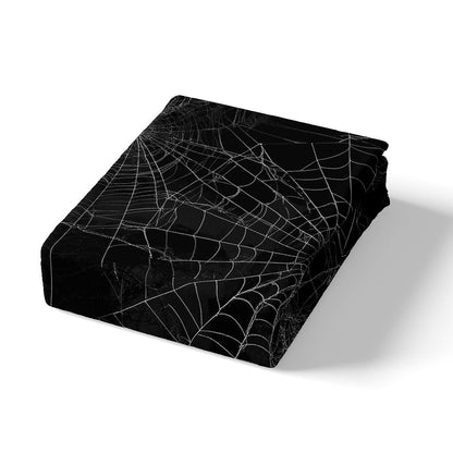 Spider Web Bedding Duvet Cover Set Kids Halloween Theme Spider Print Bedding Set Boys Girls Black White Decor Comforter Cover Microfiber Trick or Treat Bedspread Cover Bedroom Bedclothes Queen Size
