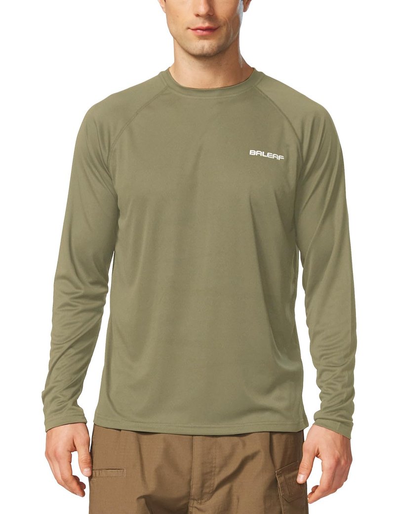 baleaf Mens UPF 50+ Sun Protection Shirts Long Sleeve Rash Guard, Quick Dry 4-Way Stretch for Fishing Swimming Surfing 01-Slate Green 2XL