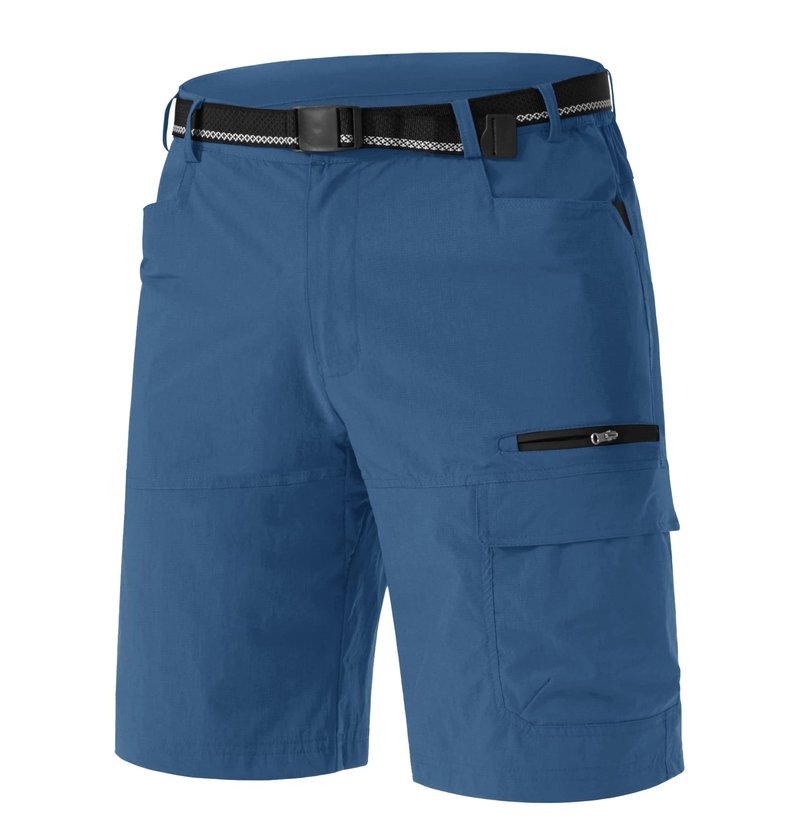 TACVASEN Mens Hiking Cargo Shorts Lightweight Quick Dry Summer Casual Dress Shorts with Zipper Pockets Golf Hiking Work Blue Grey 36