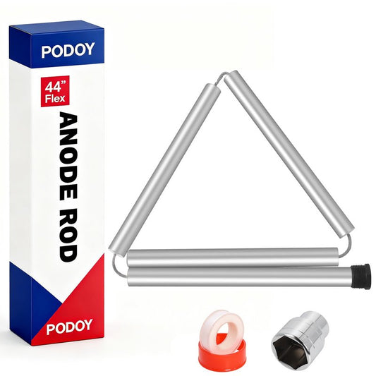 44'' Flexible Magnesium Anode Rod for Hot Water Heater Compatible with Rheem Reliance Richmond GE KenmoreTanks 3/4" NPT Thread 0.8'' Diameter, Including Teflon Tape and 1-1/16" Socket Tool