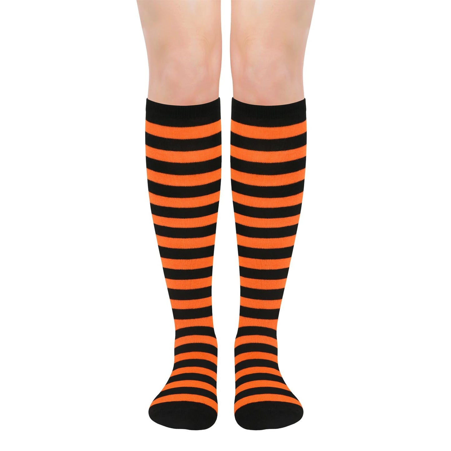 Orange and Black Striped Socks Womens Halloween Sock Woman Halloween Knee High Socks Orange Striped Sock Witch Costumes