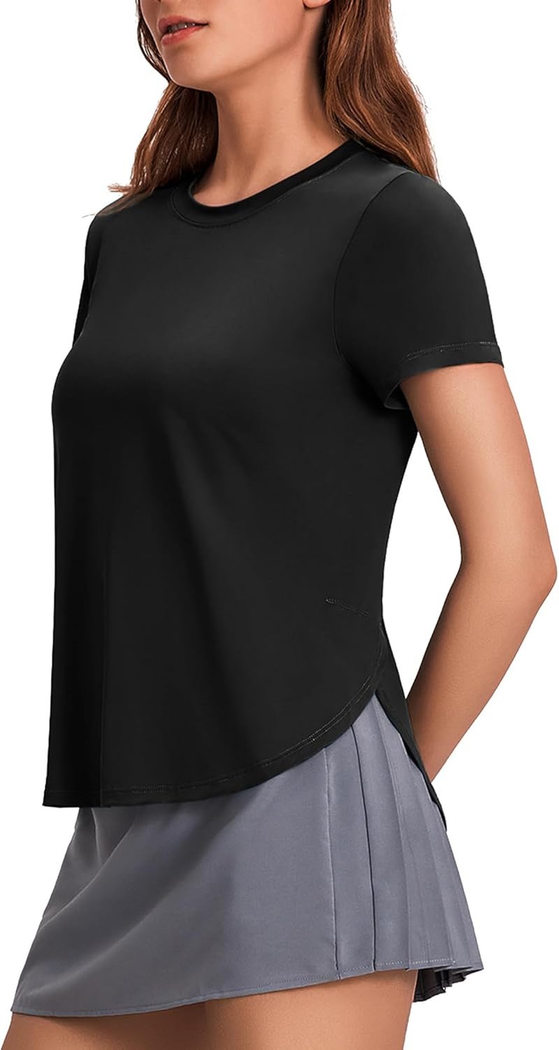 Workout Tops for Women - UPF 50+ Short Sleeve Yoga Shirts | Loose Fit Athletic Tee with Side Slits