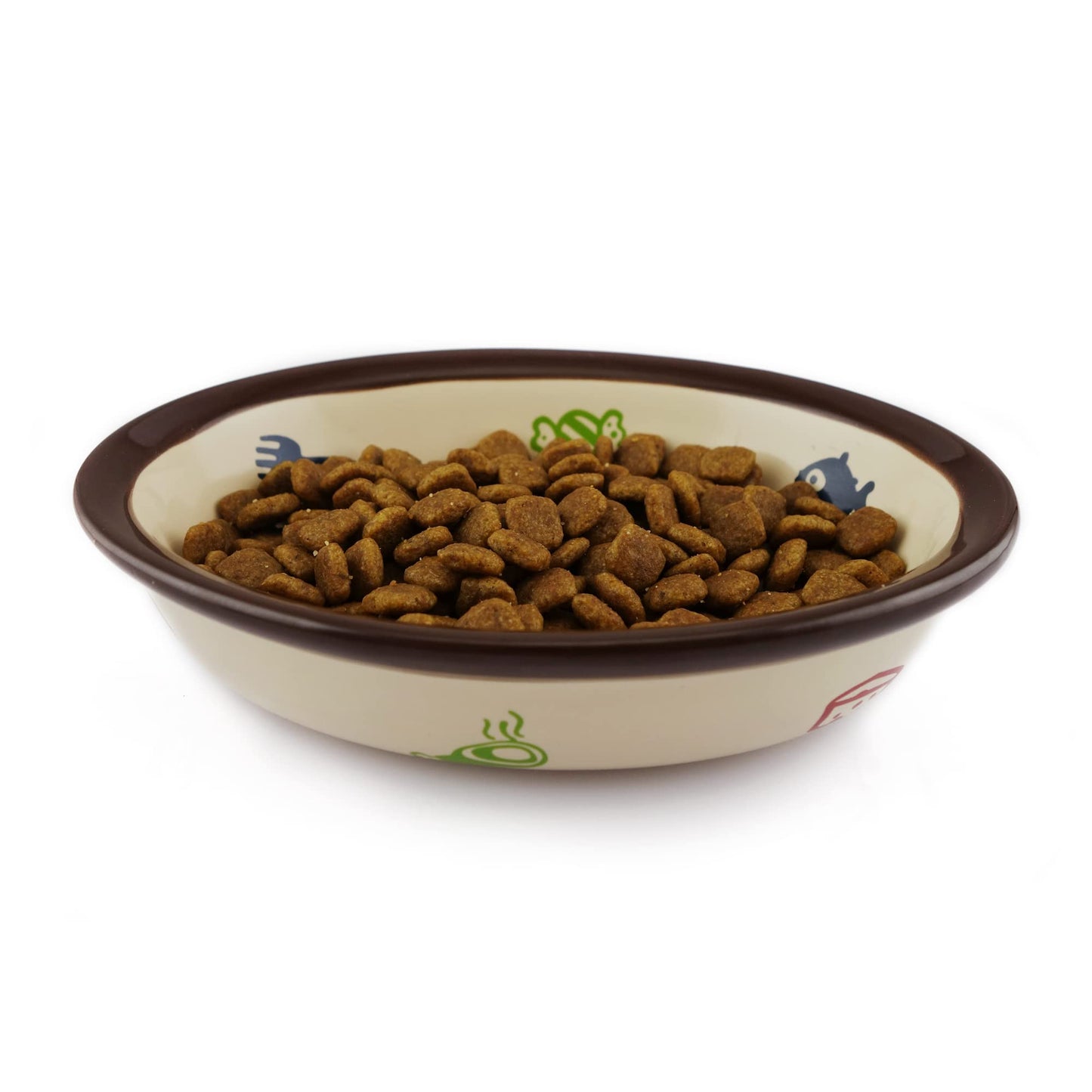 TTCAT Oval Ceramic Cat Food Bowl,Cute Cartoon Pattern, Dog& Cat Basic Bowl, Small Pet Feeding Dishes for Cat, Kitten, Small Dog, Dishwasher Safe…