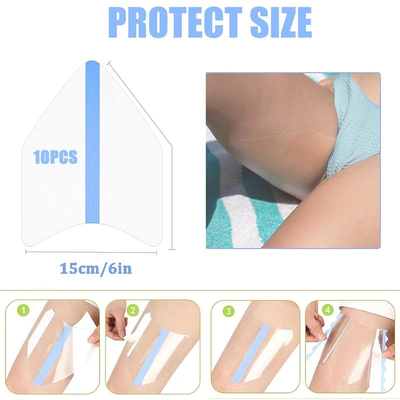 WOLAIYE Thigh Inner Anti Chafing Sticker,Thighs Prevention Anti Friction Pad,Invisible Thigh Tapes Chafe,Transparent Protection Skin Patches-10PCS