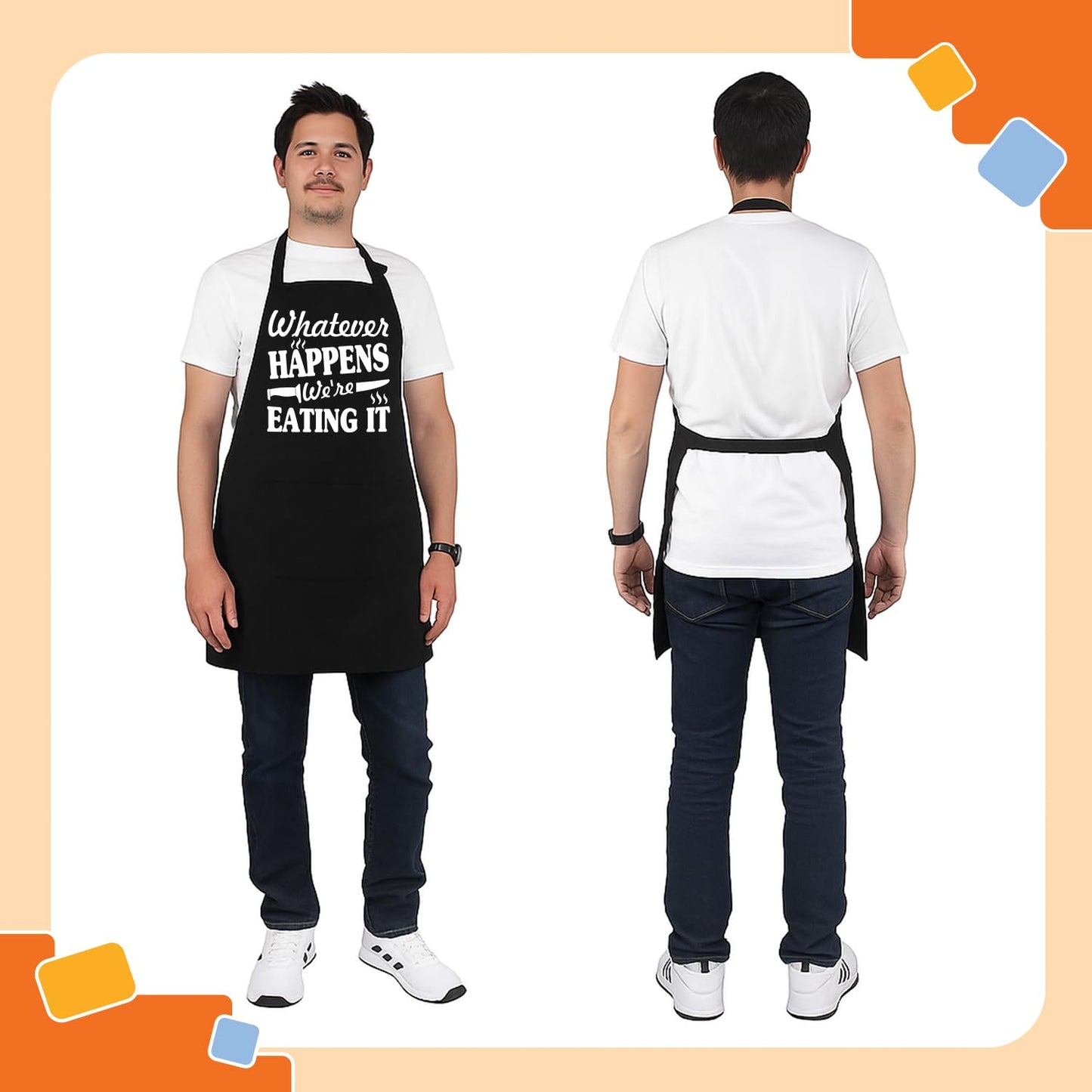 NewEleven Christmas Gift For Men, Dad, Husband, Him - Aprons For Men With Pockets - Funny Gifts For Men, Dad, Husband, Boyfriend, Him, Brother, Uncle - Grill Cooking BBQ Kitchen Chef Apron